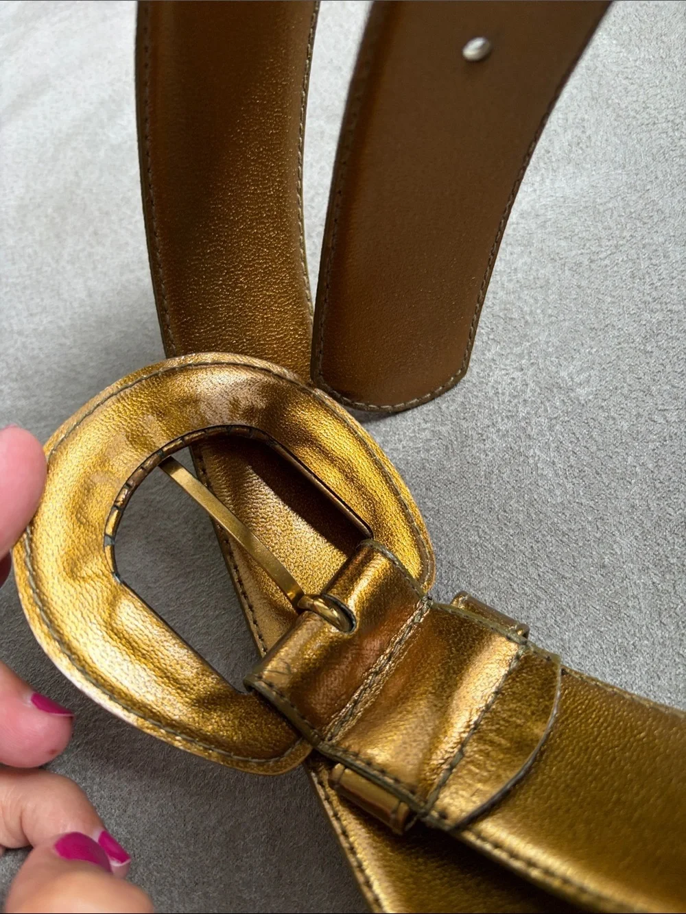Ritz Metallic Gold Belt Oval Buckle L Vtg